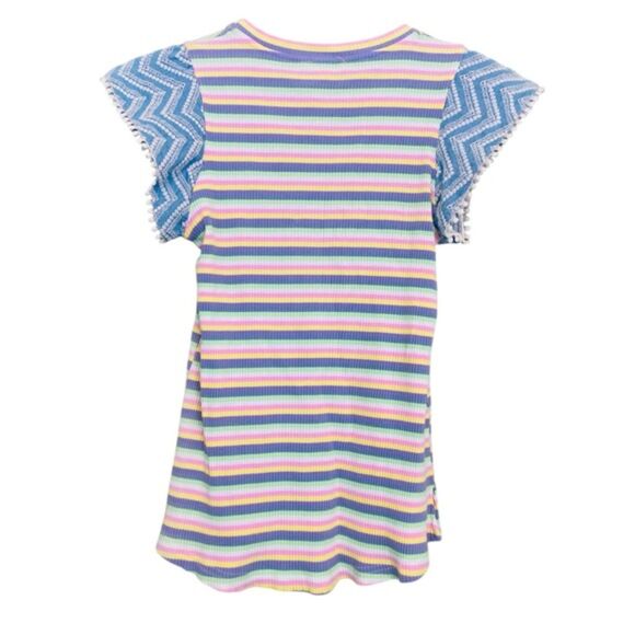 THML Multi Stripe Fringe Sleeves Cotton Top Shirt Size Small - Picture 8 of 12